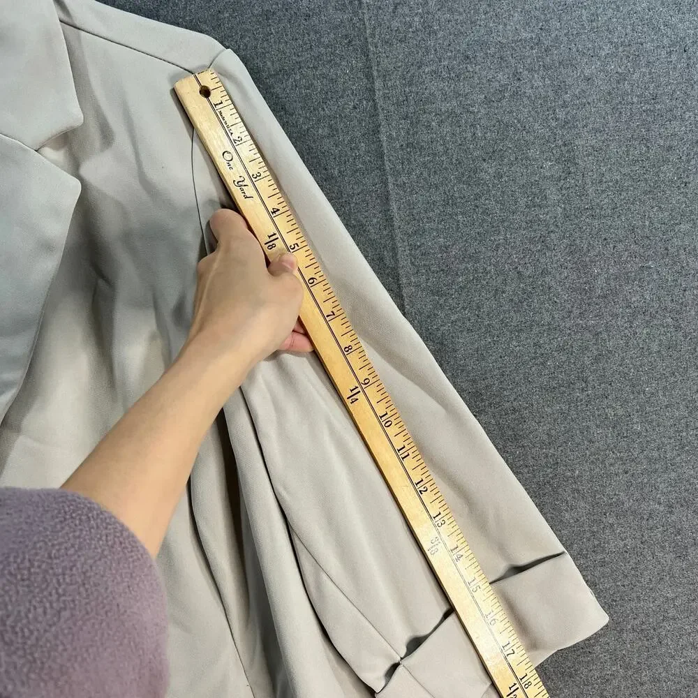 GRAVER Susan Graver LK Fusion 3/4 Slv Cutaway Hem Blazer Sandstone, Size 1X